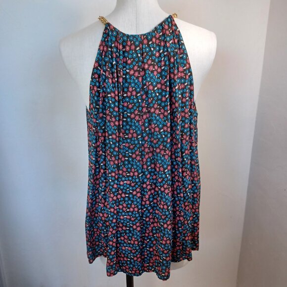 Elie Tahari Silk Halter Top Chain Strap Detail Flowy Lined Womens Large - Picture 8 of 14